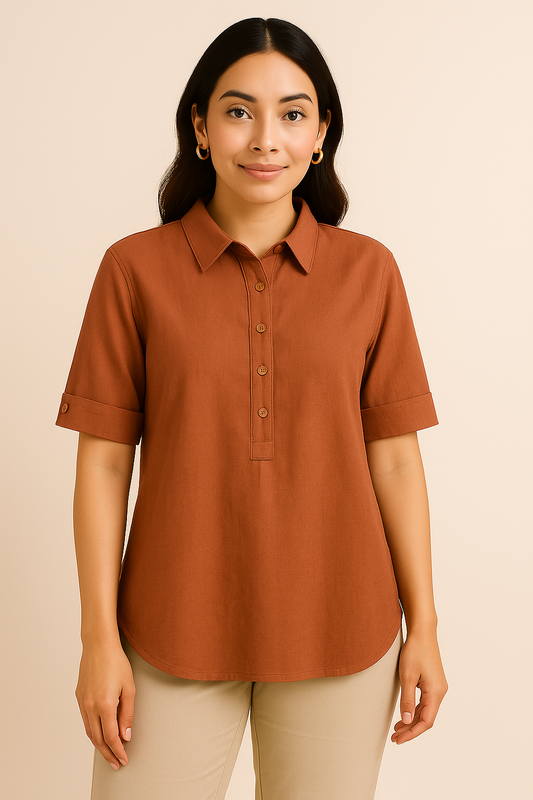 Dark Orange Colour Plain Kurta For Women